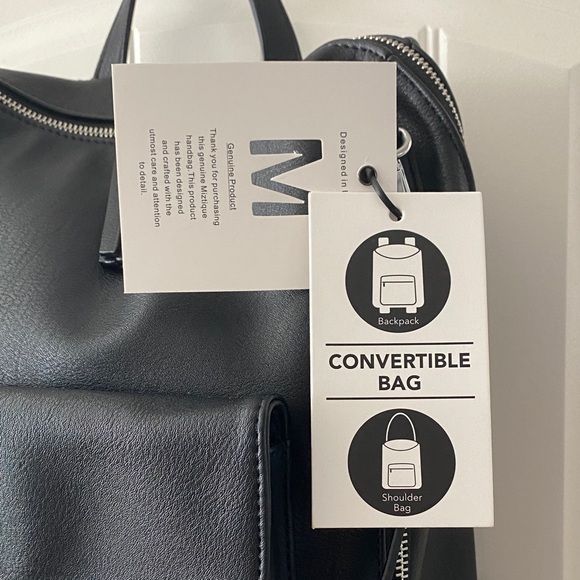 Black Leather Backpack - Picture 3 of 4